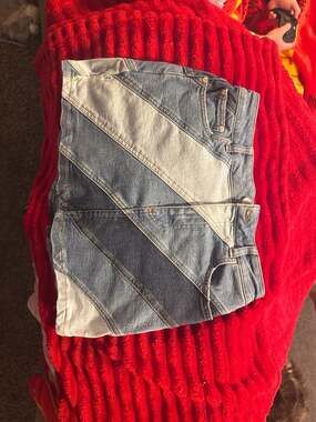 Chelsea & Violet Multi-Tone Patchwork Denim Mini Skirt